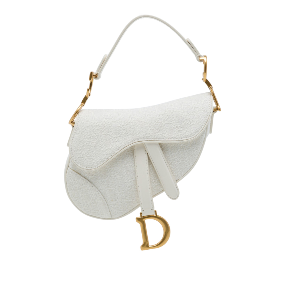 Pre-Loved Dior Mini Oblique Embroidered Canvas Saddle Bag